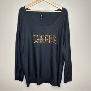 Torrid Sleep “Cheers” Black Long Sleeve Sweater Size 2X